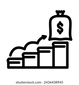 vector de icono de línea de objetivos financieros. símbolo de contorno aislado ilustración negra