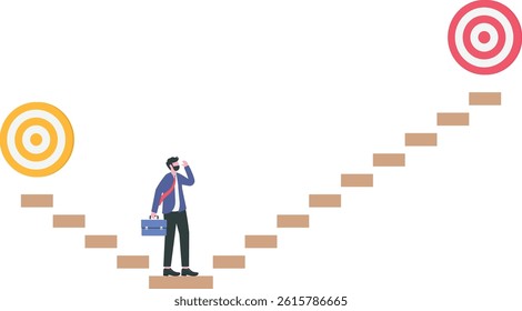 Financial goals, long term and short term. intermediate goals. basis of a holistic financial plan. Financial risk management. Businessmen are deciding short term and long term business goals.

