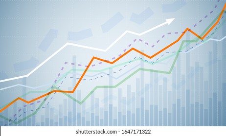 Financial graph chart. Business data analytics. Monitoring finance profit and statistic. Graph chart of stock market investment trading. Abstract analisys and statistic diagram. vector illustration