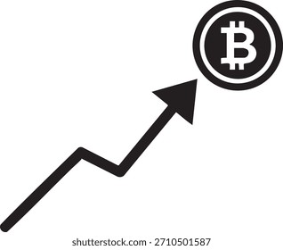 Finanzdiagramm Crypto Rising Silhouetten einzeln auf weißem Hintergrund