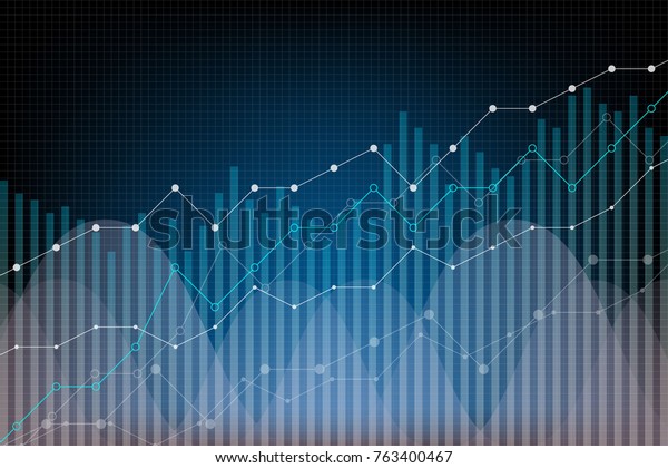 財務グラフ データ 利益トレンド ベクター画像イラスト 投資の成長に関するコンセプト 図表 トレンド線 青の動的背景 のベクター画像素材 ロイヤリティフリー