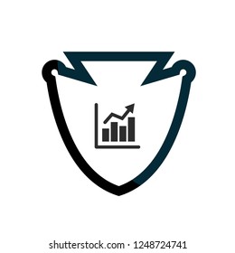 financial graph icon and protection shield. Security ssl icon,emblem, label, badge,sticker, logo. Designed for your web site design, logo, app, UI