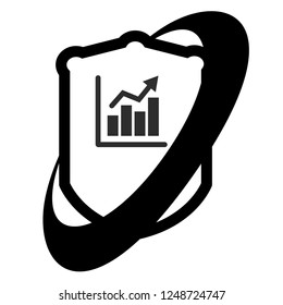 financial graph icon and protection shield. Security ssl icon,emblem, label, badge,sticker, logo. Designed for your web site design, logo, app, UI