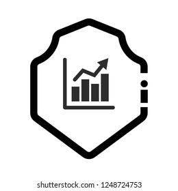 financial graph icon and protection shield. Security ssl icon,emblem, label, badge,sticker, logo. Designed for your web site design, logo, app, UI