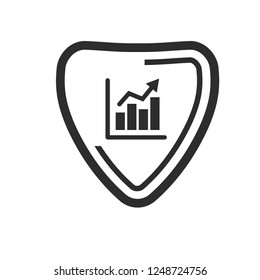 financial graph icon and protection shield. Security ssl icon,emblem, label, badge,sticker, logo. Designed for your web site design, logo, app, UI