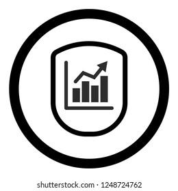 financial graph icon and protection shield. Security ssl icon,emblem, label, badge,sticker, logo. Designed for your web site design, logo, app, UI