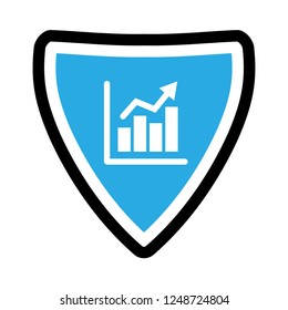 financial graph icon and protection shield. Security ssl icon,emblem, label, badge,sticker, logo. Designed for your web site design, logo, app, UI