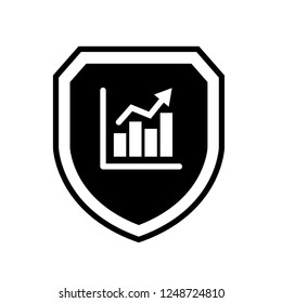 financial graph icon and protection shield. Security ssl icon,emblem, label, badge,sticker, logo. Designed for your web site design, logo, app, UI
