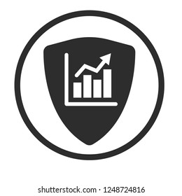 financial graph icon and protection shield. Security ssl icon,emblem, label, badge,sticker, logo. Designed for your web site design, logo, app, UI