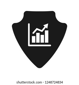 financial graph icon and protection shield. Security ssl icon,emblem, label, badge,sticker, logo. Designed for your web site design, logo, app, UI
