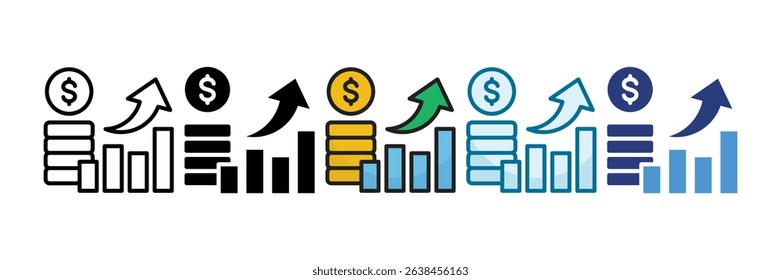 Financial Graph Icon Set Multiple Style Collection