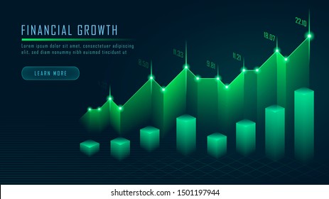 Financial graph in isometric graphic concept suitable for financial investment or Economic trends business idea and all art work design. Abstract finance background. Vector illustration