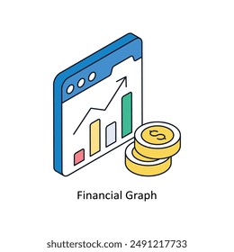Icono de estilo isométrico de gráfico financiero. Símbolo sobre fondo blanco EPS 10 Archivo