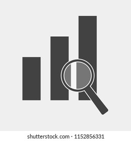  Financial graph and magnifier vector illustration. Financial business forecast chart. Layers grouped for easy editing illustration. For your design.