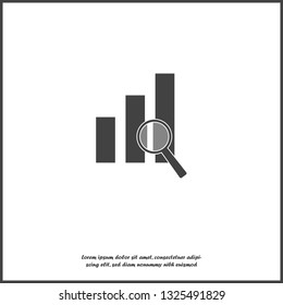 Financial graph and magnifier vector illustration. Financial business forecast chart on white isolated background. Layers grouped for easy editing illustration. For your design.