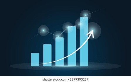 Gráfico financiero sobre la estrategia de tecnología digital Antecedentes con el gráfico de marketing de datos de finanzas, gráficos de barras de crecimiento en informes de análisis o gráficos de inversión de éxito