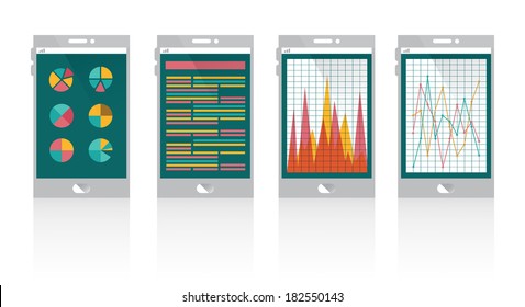 Financial graph on smart phone. flat design. vector