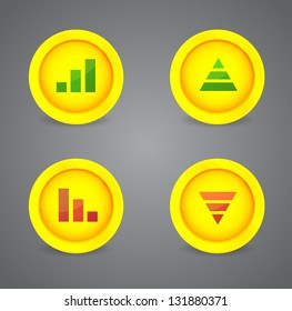 Financial graph set on glossy icons. Vector icons