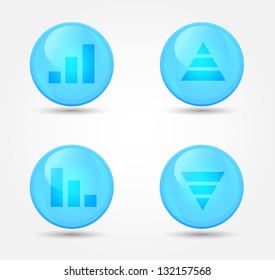 Financial graph set on glossy icons. Vector icons
