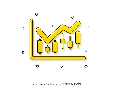 Financial graph sign. Candlestick chart icon. Stock exchange symbol. Business investment. Yellow circles pattern. Classic financial diagram icon. Geometric elements. Vector