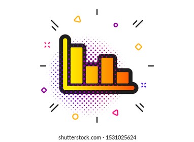 Financial graph sign. Halftone circles pattern. Histogram Column chart icon. Stock exchange symbol. Business investment. Classic flat histogram icon. Vector