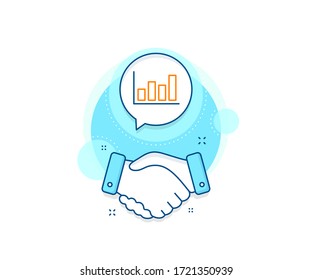 Financial graph sign. Handshake deal complex icon. Histogram Column chart line icon. Stock exchange symbol. Business investment. Agreement shaking hands banner. Report diagram sign. Vector