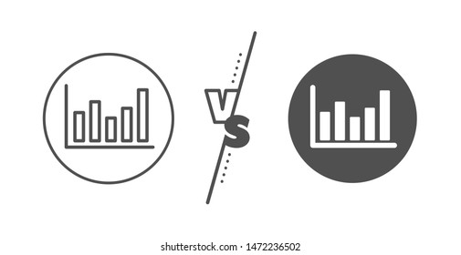 Financial graph sign. Versus concept. Column chart line icon. Stock exchange symbol. Business investment. Line vs classic column chart icon. Vector