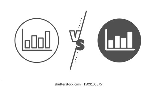 Financial graph sign. Versus concept. Histogram Column chart line icon. Stock exchange symbol. Business investment. Line vs classic report diagram icon. Vector