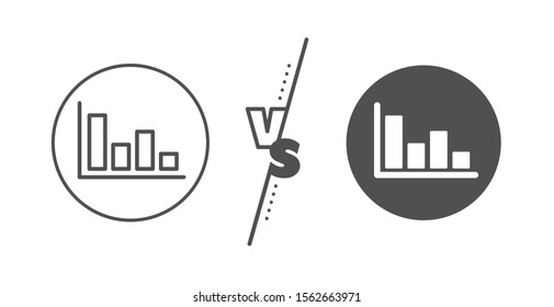Financial graph sign. Versus concept. Histogram Column chart line icon. Stock exchange symbol. Business investment. Line vs classic histogram icon. Vector
