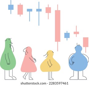 Financial graph, trend line candlestick chart 