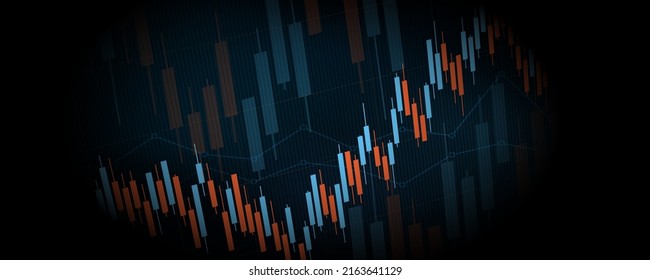 Financial Graph With Up Trend Line Chart In Stock Market On Blue Color Background