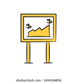 financial graph in white board screen yellow design