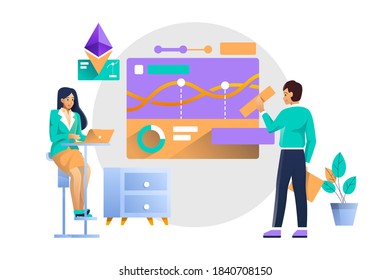 concepto de análisis gráfico financiero ilustración vectorial diseño plano