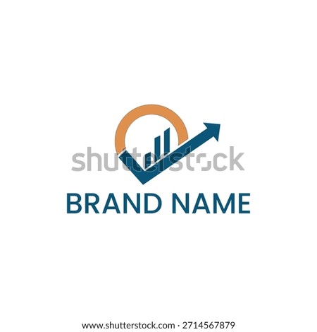 Financial Growth and Analytics Checkmark Logo Design, Uptrend Bar Chart within a Circle with V-Shaped Success Arrow