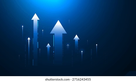 Antecedentes del Vector de la flecha del crecimiento financiero. Éxito empresarial, aumento de beneficios y desarrollo de gráfico de progreso futuro Flecha
