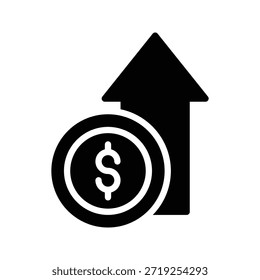 Financial Growth Arrow Vector Illustration, Solid Style Icon.
