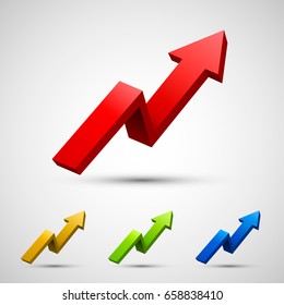 Financial growth arrows in the top, color set shooter. Vector illustration