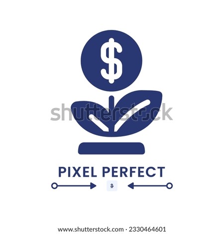 Financial growth black solid desktop icon. Socially responsible ventures. Seed money. Pixel perfect, outline 4px. Silhouette symbol on white space. Glyph pictogram. Isolated vector image