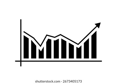 Gráfico de crecimiento financiero, Vector de barras de gráficos, Vector de esquema de gráfico de crecimiento para empresas y finanzas
