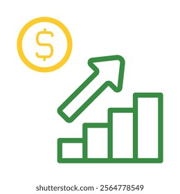 Financial growth chart with dollar coin. Concept of investment, success, and wealth.