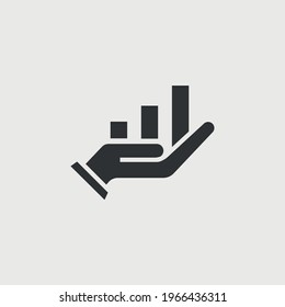 financial growth chart graph bar in hand vector icon business profit presentation