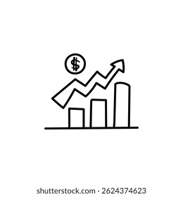 Financial Growth Chart Icon - Doodle Style Financial Icon