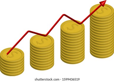 Financial growth chart made of coins.