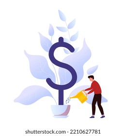 Financial Growth Concept. Financial Analysis, Consultant. Profit On Investment. Deposit Return. Businessman Increasing His Wealth. Capital Growth. Flat Vector Illustration.