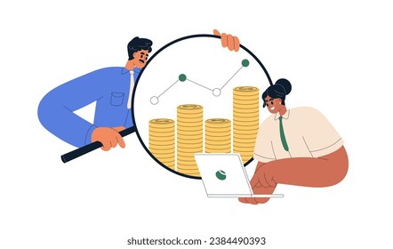 Financial growth concept. Business, finance analysis. Growing income, increasing revenue, earnings, investment dividends, investing money. Flat graphic vector illustration isolated on white background