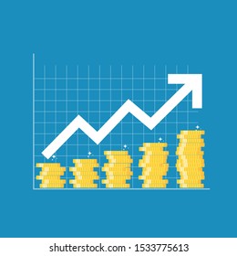 Financial growth concept. Finance performance of return on investment ROI  with arrow.  Vector Illustration EPS10