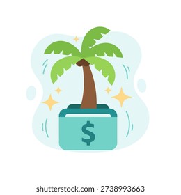 Financial Growth Concept flat design vector Illustration Palm Tree Growing Out of Money Folder empty state ui Element