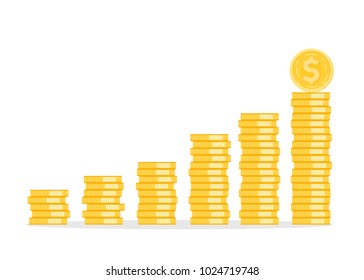 Financial growth concept with golden coin dollar. up or down income graph vector design. concept of monetary collection or strategy of profit or benefit making in business.