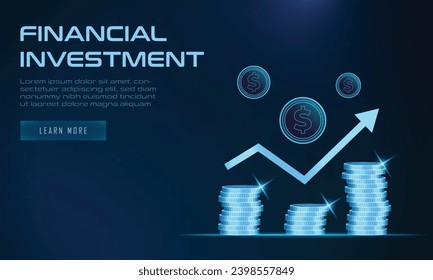 Financial Growth Concept. Investment and Online Banking Concept. Digital Technology with Dollar Coin Rising and showing Growth and Positivity