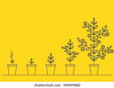 Financial growth concept thin line style illustration